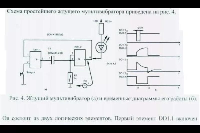 Схема ждущего мультивибратора. Одновибратор на 561ла7 схема. ждущий мультивибратор на к561ла7 схема. ждущие мультивибратор одновибраторы. ждущий мультивибратор схема на микросхеме.