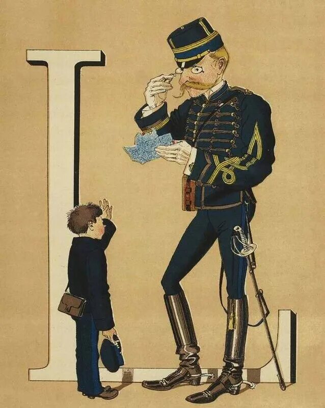 Армейская Азбука. 1883 Год Франция. Военные Азбука Шарля Барбье.