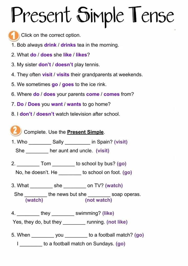 Английский present simple Worksheet. Present simple exercises for Beginners. Exercises for present simple Tense. Exercise English present simple exercises. Test 2 past tenses