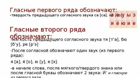 Гласные в два ряда