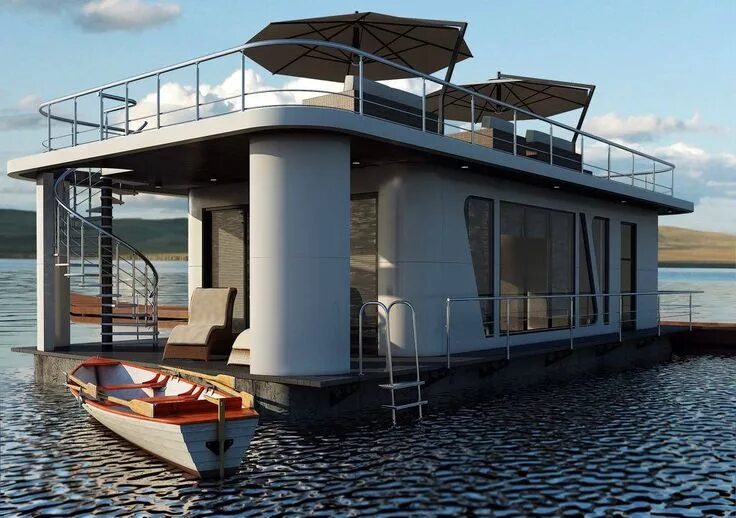 Дом на воде проекты цены At Home on the Waves: 12 Extravagant and Cool Houseboats Digital Trends Floating