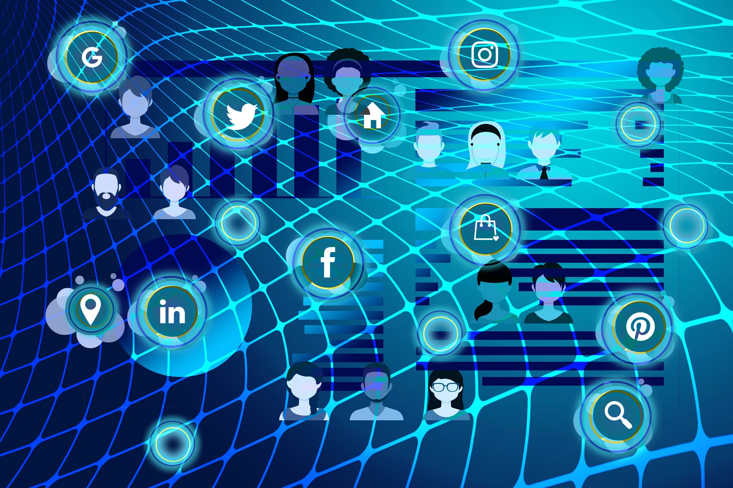 Нейросети для smm. В социальных сетях. обои нетворк. картинка синяя социальные сети. нейросети и социальные сети.