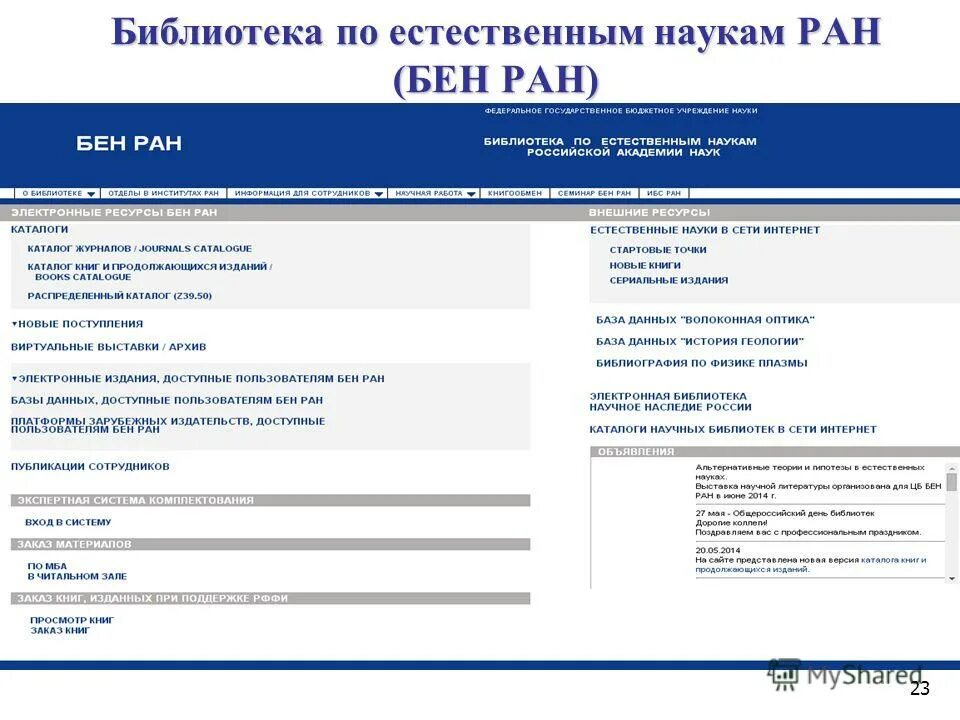 библиотека естественных наук