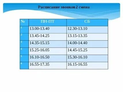 Школа работает в 2 смены