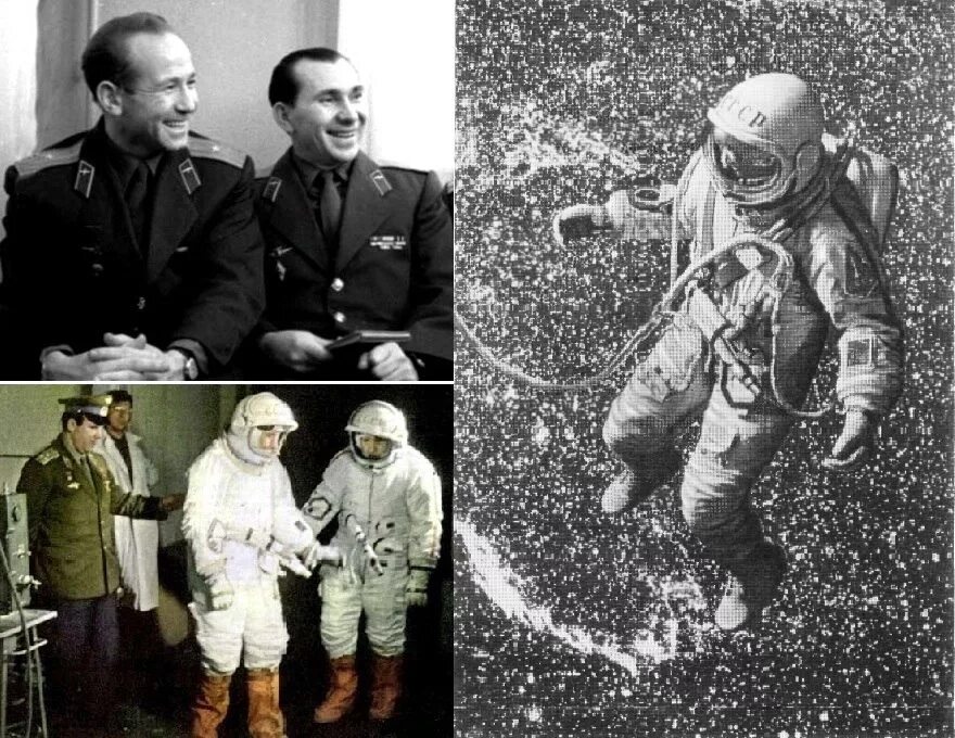 Первый человек побывавший в открытом космосе. Выход в открытый космос Леонова 1965. Выход человека в открытый космос 1965 Беляев и Леонов.