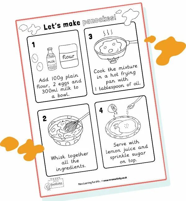 Pancakes worksheets for kids