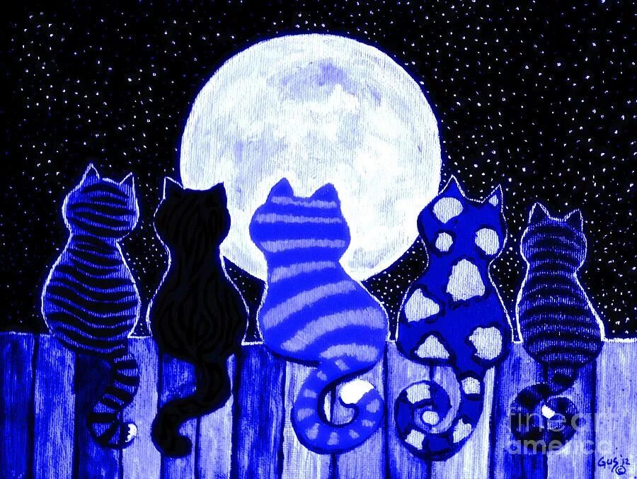 Котэ и синий. Коты на Луне. Кот и кошка на крыше под луной. Коты Силуэтная живопись. Синяя кошка Луна.