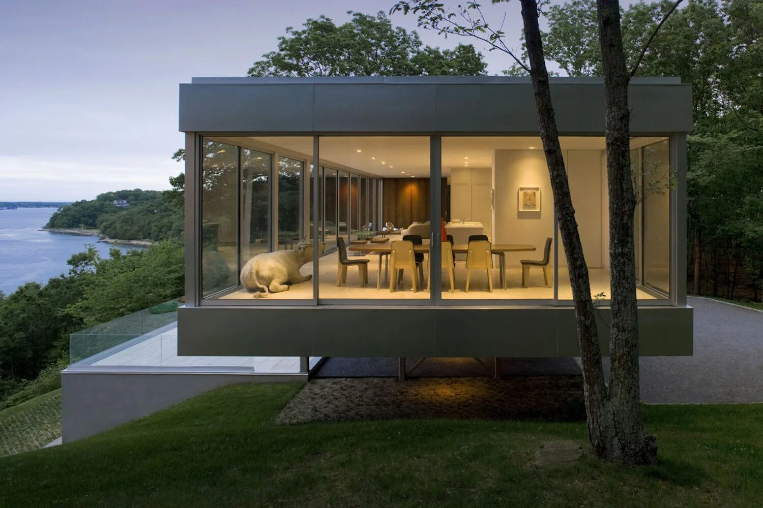 Стеклянный дом (Нью-Кейнан). Дом со стеклянной стеной. Дом с панорамными окнами. Стеклянный домик.