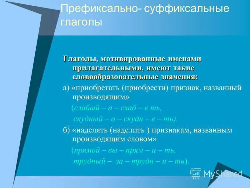 Способ образования глаголов и их состав. Способ образования глаголов и их состав