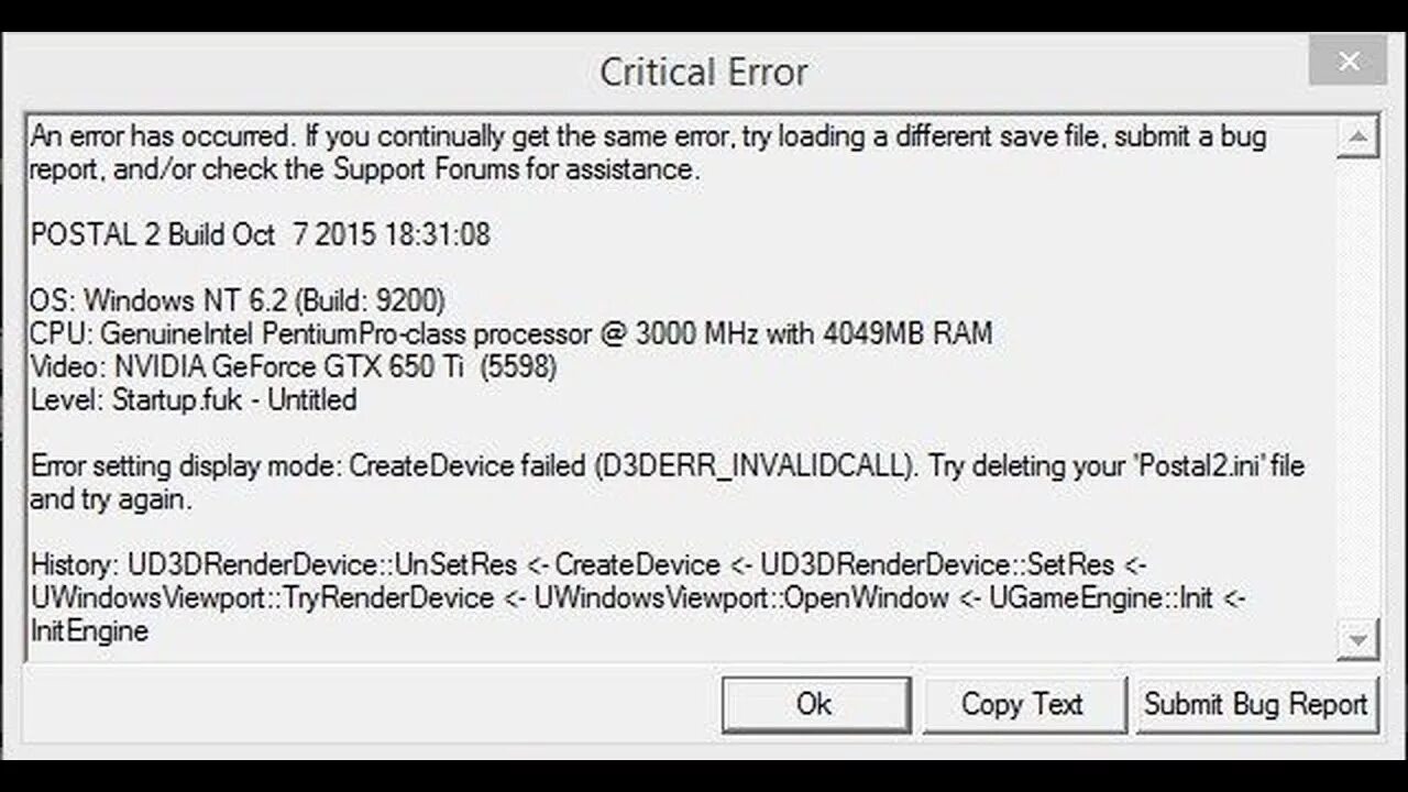 Set display mode failed