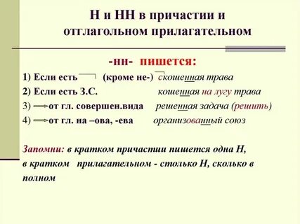 Отглагольные прилагательные с двумя н