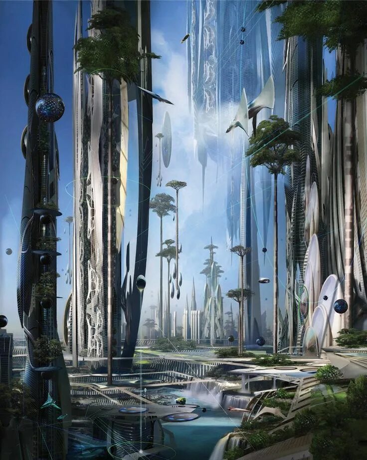 Другое будущее. Stephan Martiniere. Фантастические пейзажи. Инопланетные пейзажи. Город будущего.