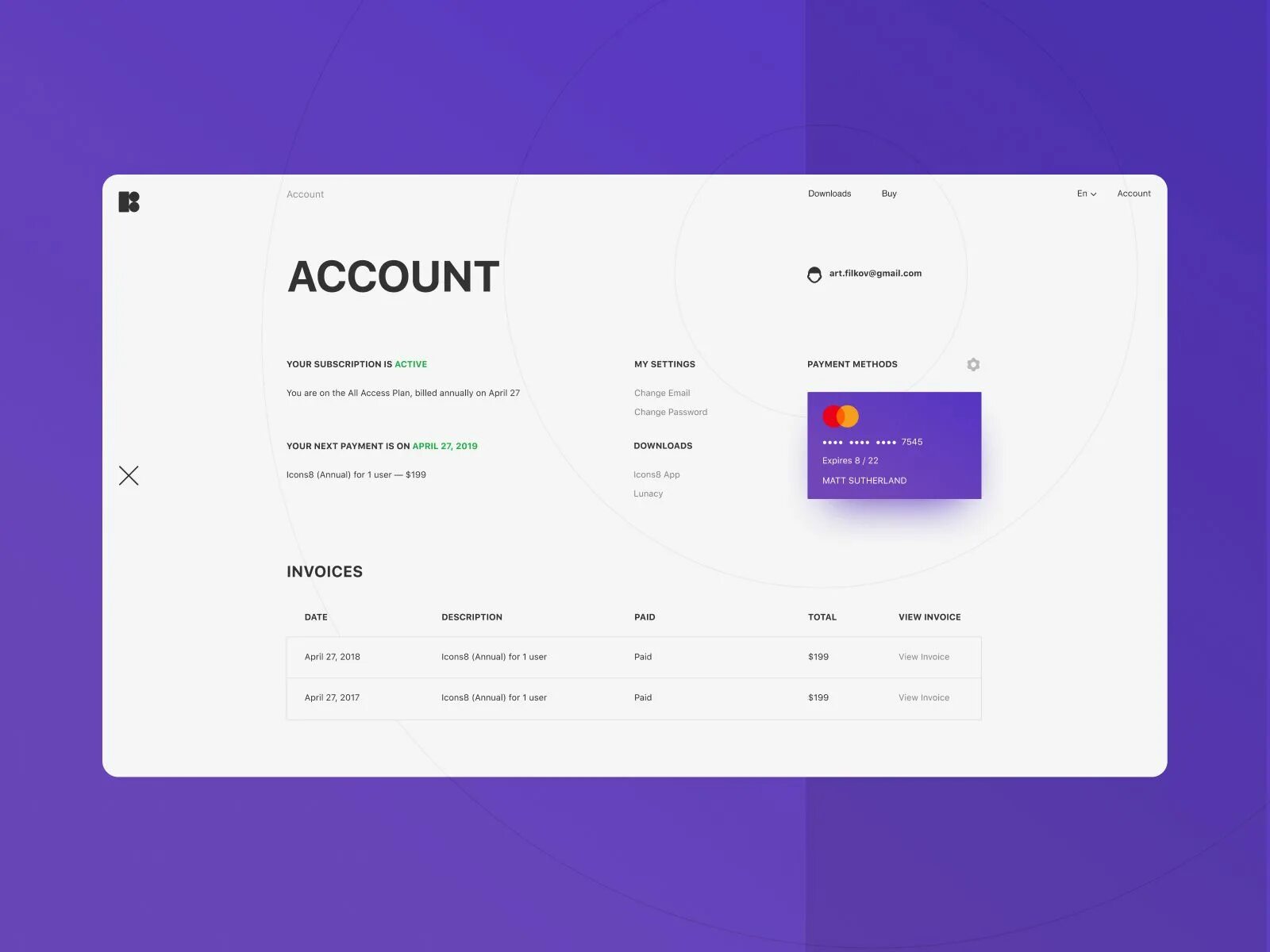 Account 8. Account page. personal account ui ux. personal account web design. account ui design.
