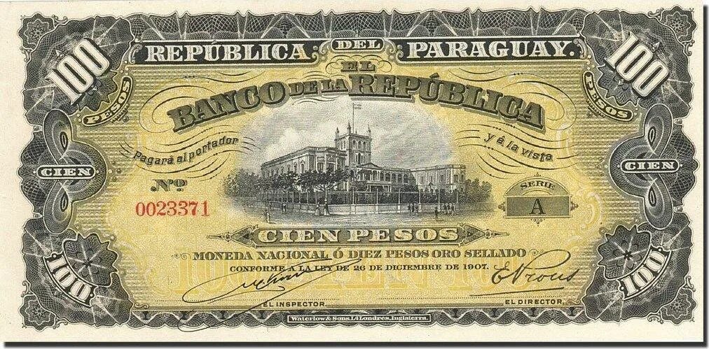 Состояние банкнот unc. Парагвай 5 песо 1939 год. банкнота испании 25 песет 1907 года фото. банкнота гватемалы 100 песо 1915 года фото.
