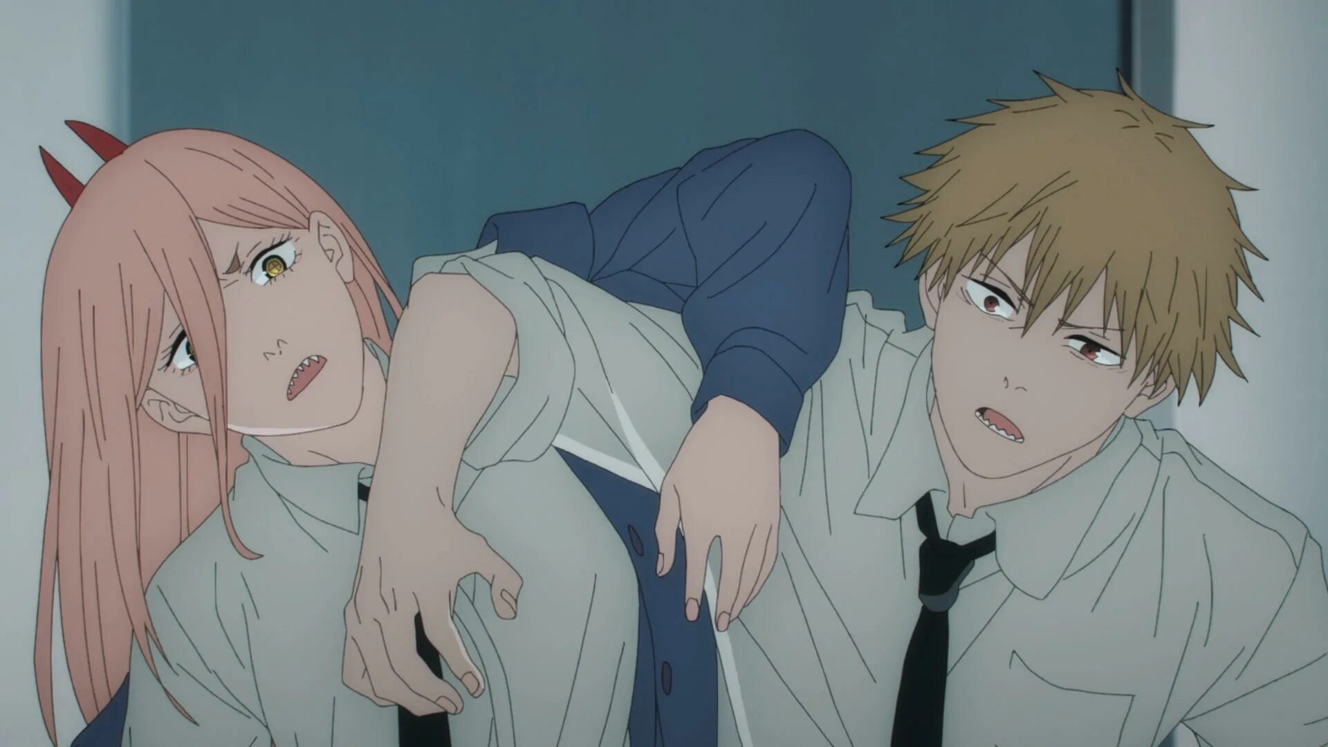 Денджи и пауэр. Chainsaw man power and denji. denji and power. человек бензопила учитель денджи. makimа обнимает дэнджи.