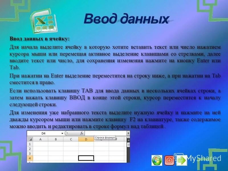 Приложение для ввода данных. Ввод данных в ячейку. Ввод данных в электронную таблицу. Интерфейс ввода данных. Формат данных в электронных таблицах.