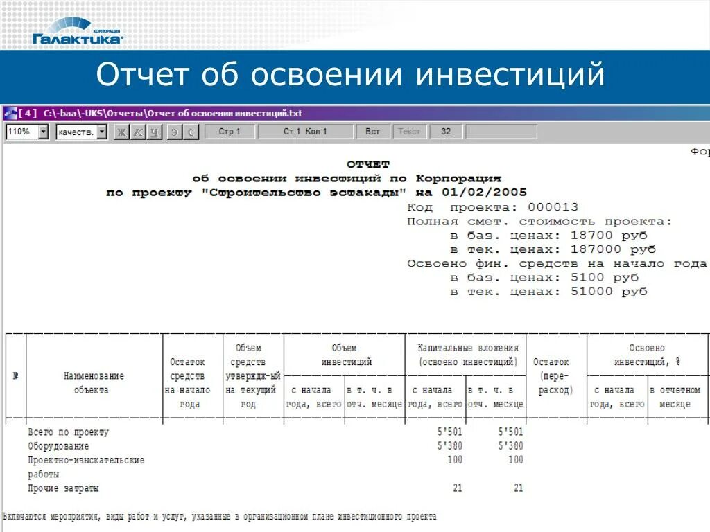 Инвестиции отчет