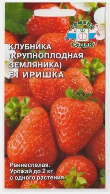 Клубника семена, сорт Иришка, раннеспелая, ремонтантная, 0.09 г в упаковке AliEx