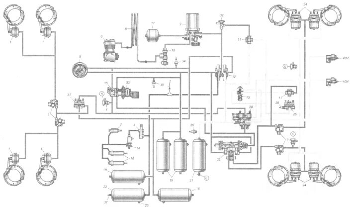 Подключение воздуха камаз. Тормозная система КАМАЗ 65115 евро 3. Схема воздушной системы КАМАЗА КАМАЗ 65115. Тормозная схема КАМАЗ 43118. Тормозная система КАМАЗ 65115.