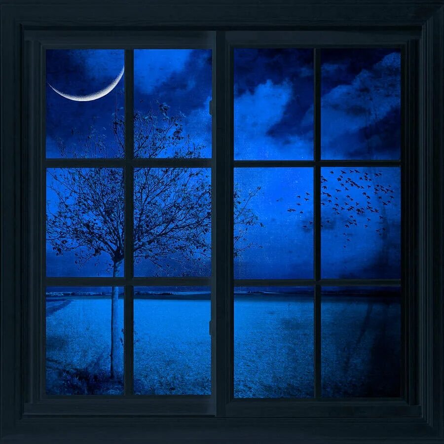 Синий вечер заглянул в мое окно. Окно ночью. Окно вечер. Ночь за окном. Зимнее окно.