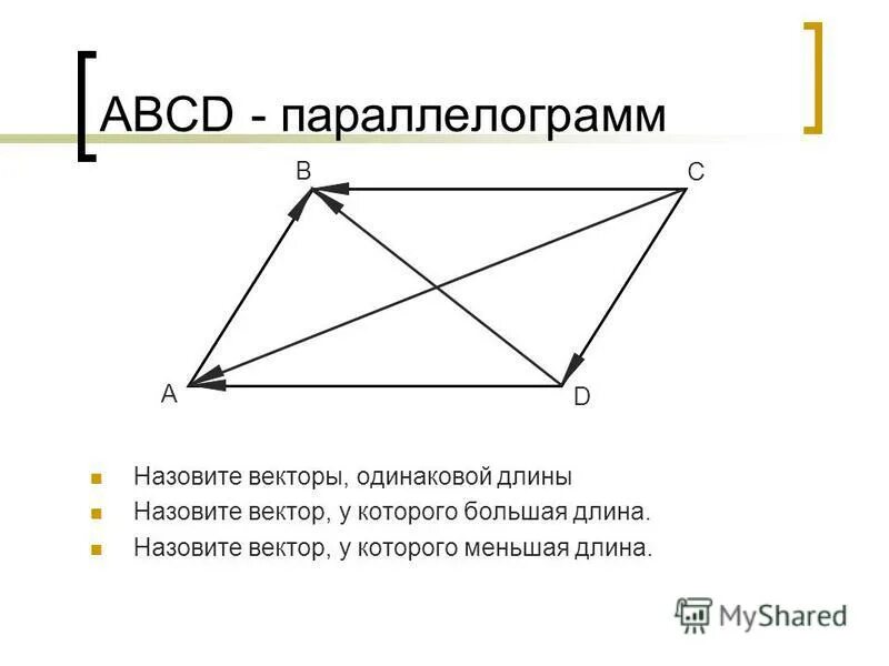 На диагонали параллелограмма взяли
