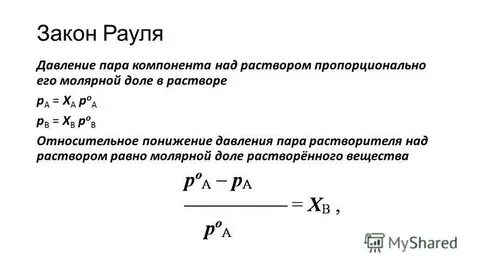 1 закон рауля
