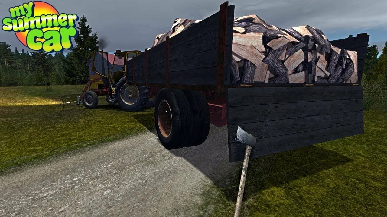 Как перевернуть трактор в my summer car. Дрова май саммер кар. май саммер кар трактор. скупщик дров my summer car. my summer car прицеп дров.