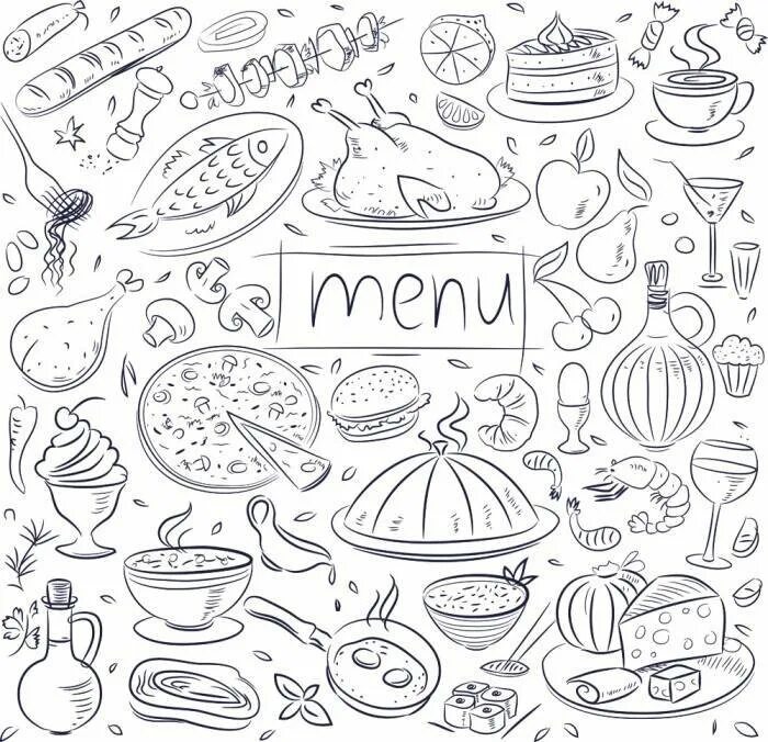 еда вектор. пирог раскраска для детей. пирожки раскраска для детей. паттерны еда. сэндвич карандашом.