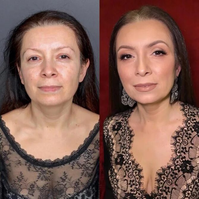 Нависшее возрастное веко. Лифтинг макияж. Вечерний макияж для женщин после 40. Возрастной макияж. Лифтинг макияж на нависшее веко.