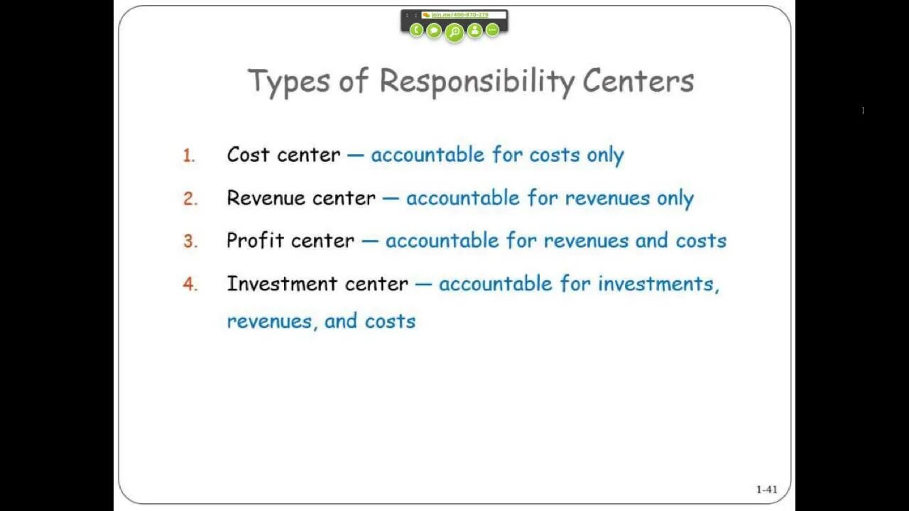What is a responsibility. Types of responsibility. cost center accounting.