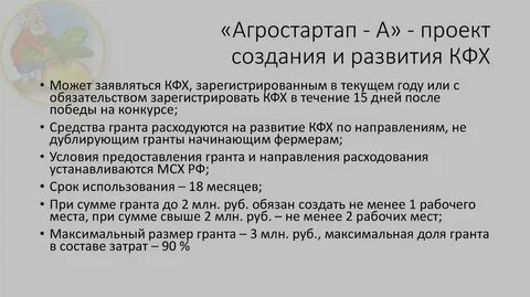 Условия гранта