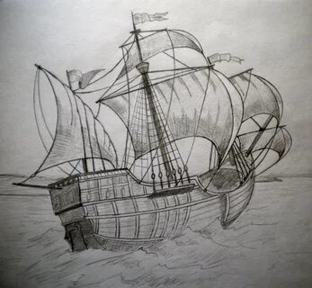 Корабль рисунок карандашом