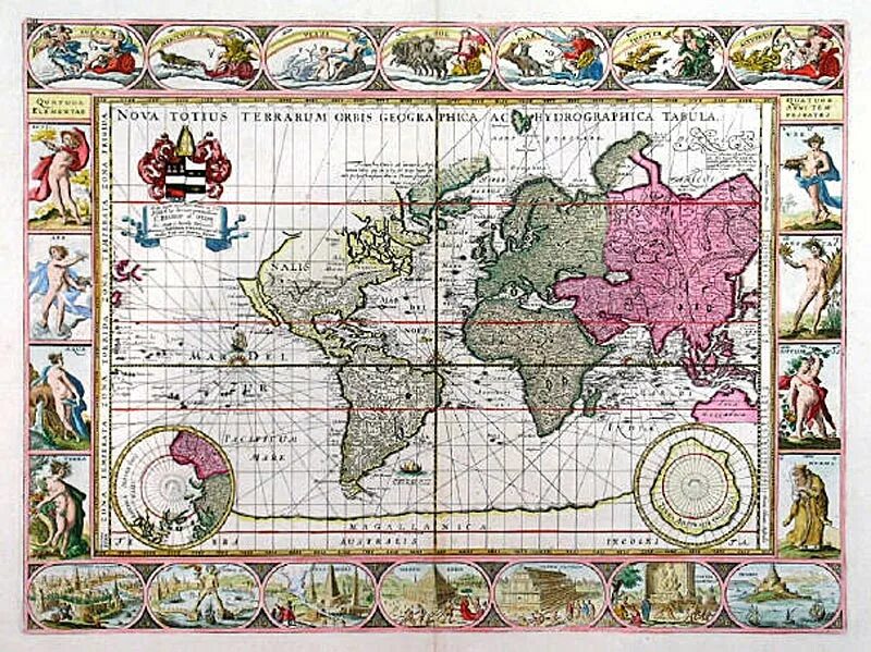 Купить карту галереи. Nova totius Terrarum Orbis Geographica AC Hydrographica tabula, 1643. Nova totius Terrarum Orbis. Мосес пит 17 век карта.