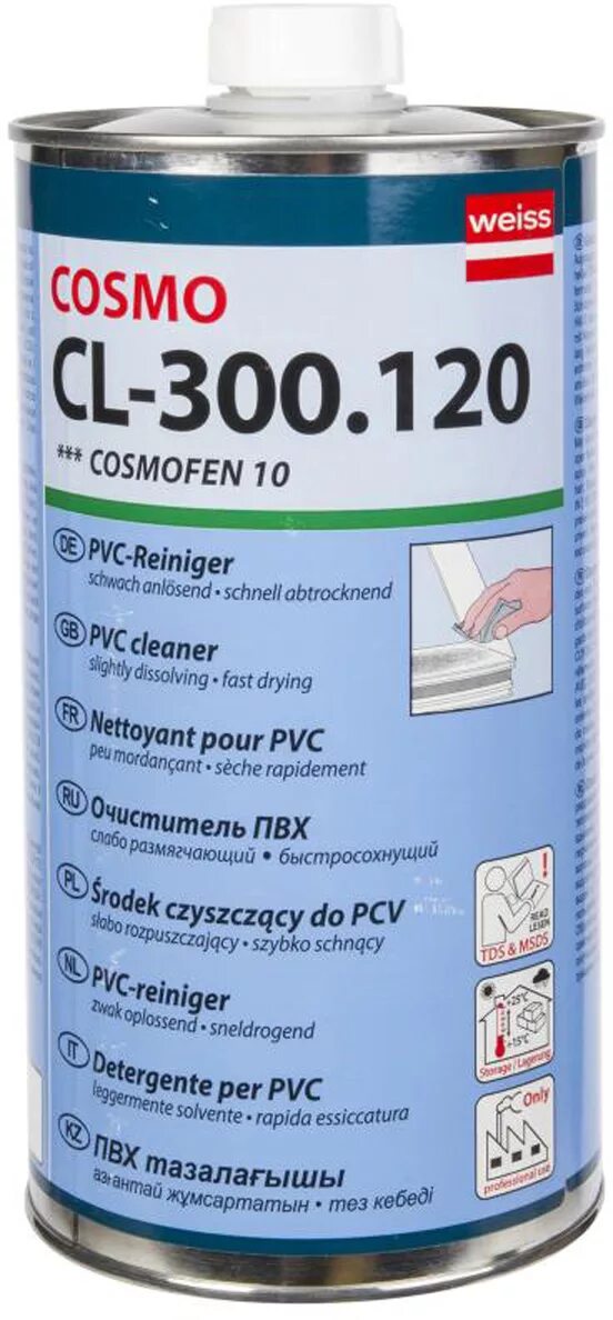 Cosmo CL-300.120. Космофен CL-300.120. Cosmofen 10 1l CL-300.120. ПВХ-очиститель слаборастворяющий Weiss Cosmofen 10. Космофен растворитель