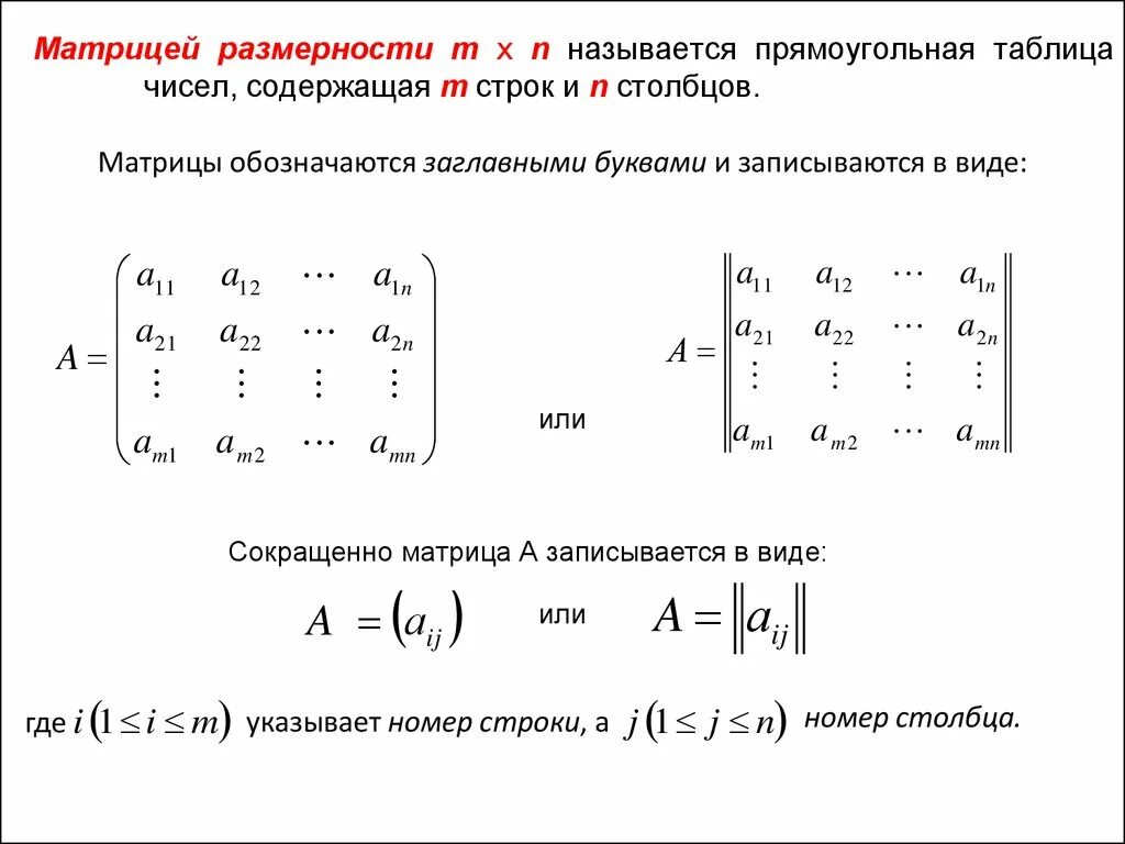 Как записывается Размерность матрицы. Матрица m на n. Как считается Размерность матрицы. Как указать Размерность матрицы.