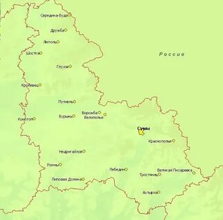 Сумская область на карте с кем граничит