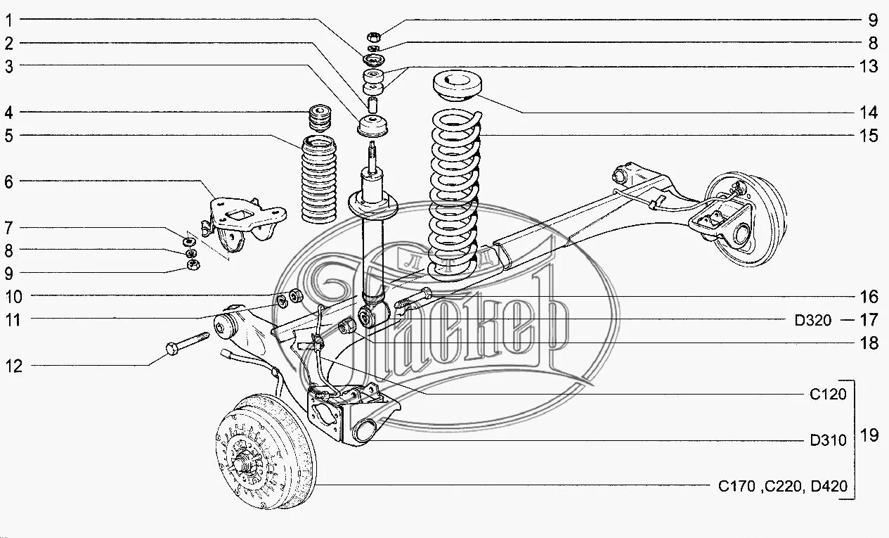 Крепление заднего амортизатора 2123 схема. Стойка передняя ВАЗ 2190 схема. Передняя подвеска ВАЗ 2190 схема. Задний амортизатор Гранта 2190 схема. Передняя стойка лифтбек гранта