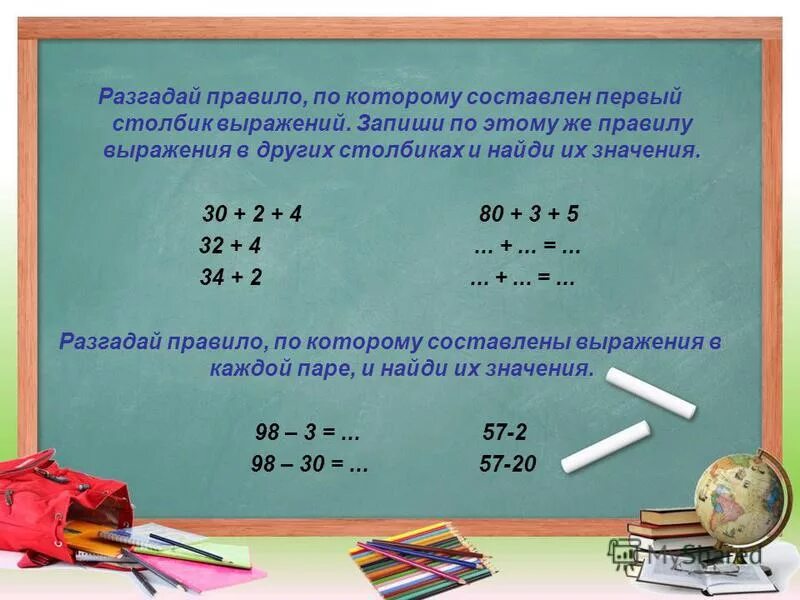 Продолжим разгадывать. Найди правило по которому составлены выражения в первом столбике. Разгадай правила по которому составлены выражения. Деление выражения на выражение столбиком. Правило по которому составлено выражение в 1 столбике.