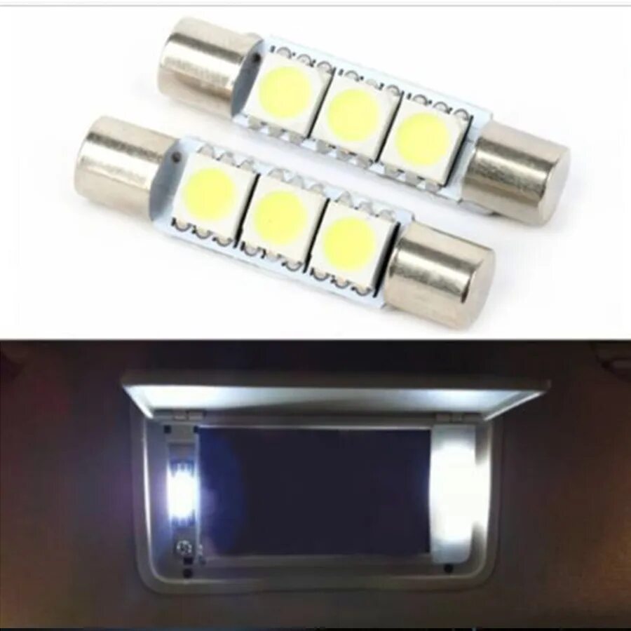 Smd 30. &quot;10x xenon white 3-smd 6641 led fuse bulbs for car sun visor vanity mirror lights&quot;. 12v 167 ma лампа светодиодная в козырек субару форестер. лампа 6641 led. лампа в козырек авто.