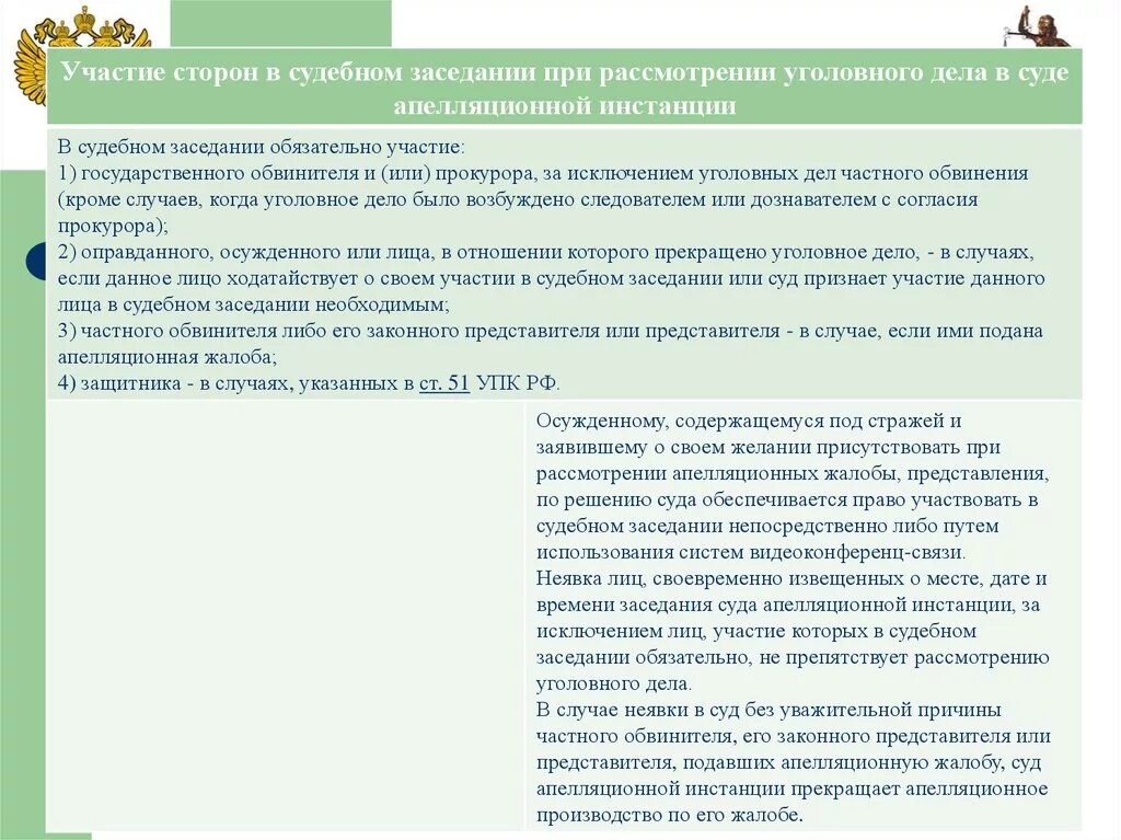 В случае неявки в суд заседание. Заседания суда апелляционной инстанции.. При рассмотрении уголовного дела суд апелляционной инстанции. Обязательное участие сторон в судебном заседании. Участие прокурора в апелляционной инстанции ответ.