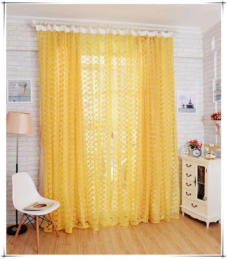 Cortinas Transparente 60 х 84 modernas пункт Ventana де habitacion сала amarilla