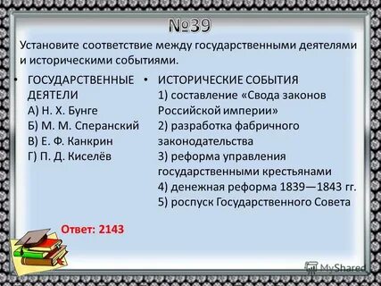 Установи соответствие между историческими деятелями