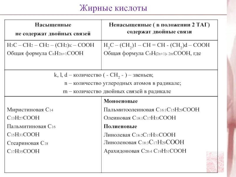 Кислотно содержащие кислоты. Жирные кислоты три двойные связи. Высшие жирные кислоты двойные связи. Двойные связи в жирных кислотах. Ненасыщенные жирные кислоты.