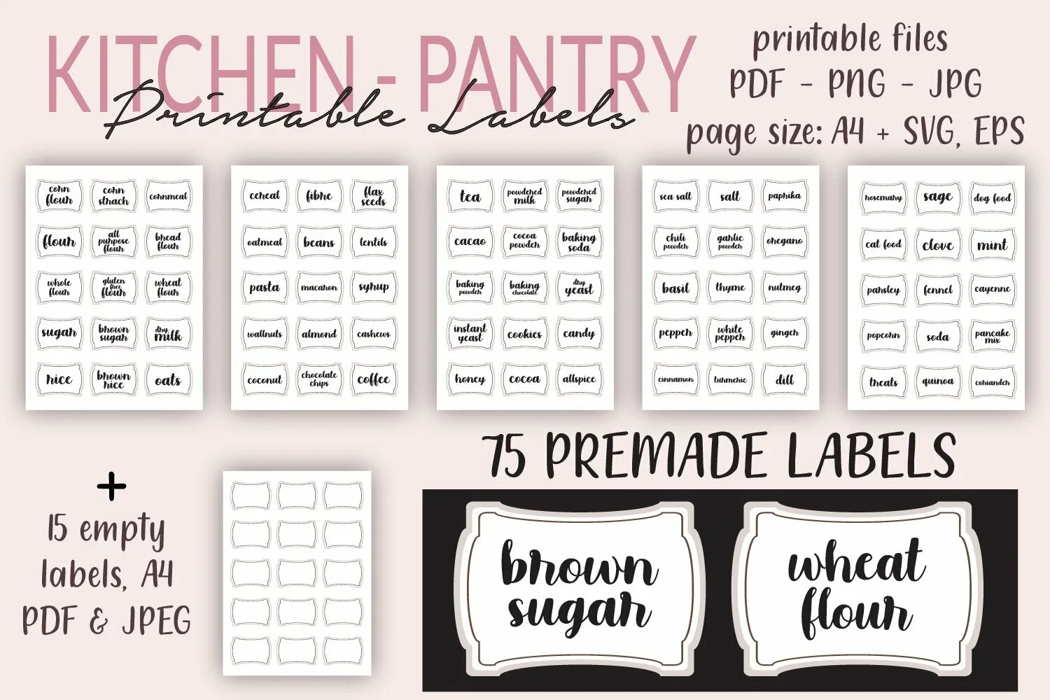 Labels list. Kitchen inscription Soft.