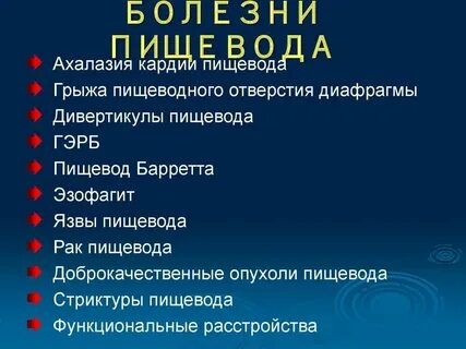 Заболеваемость пищевода