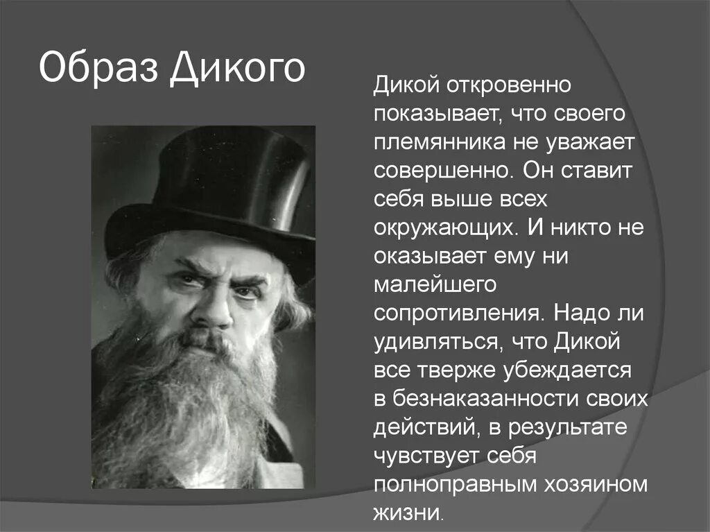 5 качеств дикого. Дикой Островского характеристика.