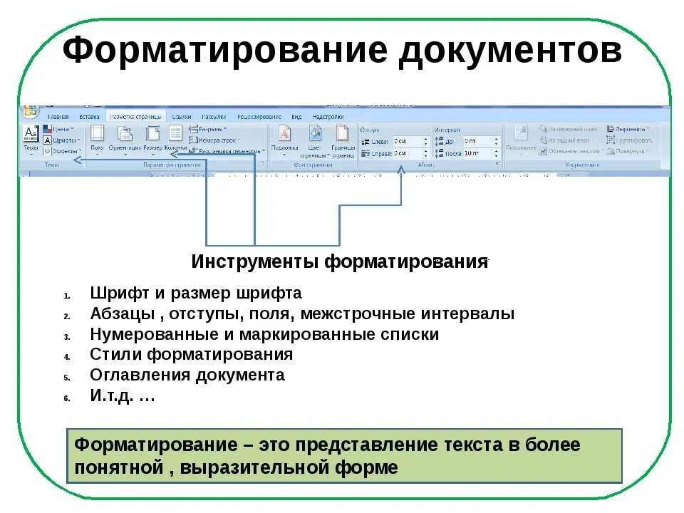 Основные параметры шрифтов в текстовом редакторе