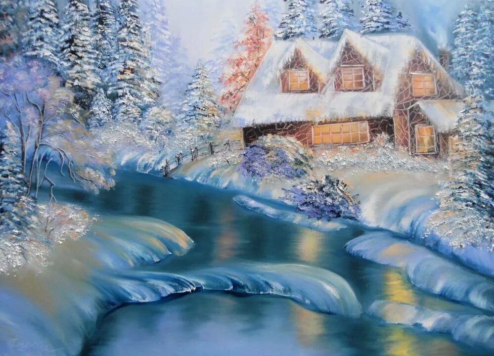 стрелков александр художник зима. самый красивый зимний рисунок. самый красивый зимний рисунок. зимний пейзаж гуашью. сказочный домик зимой.