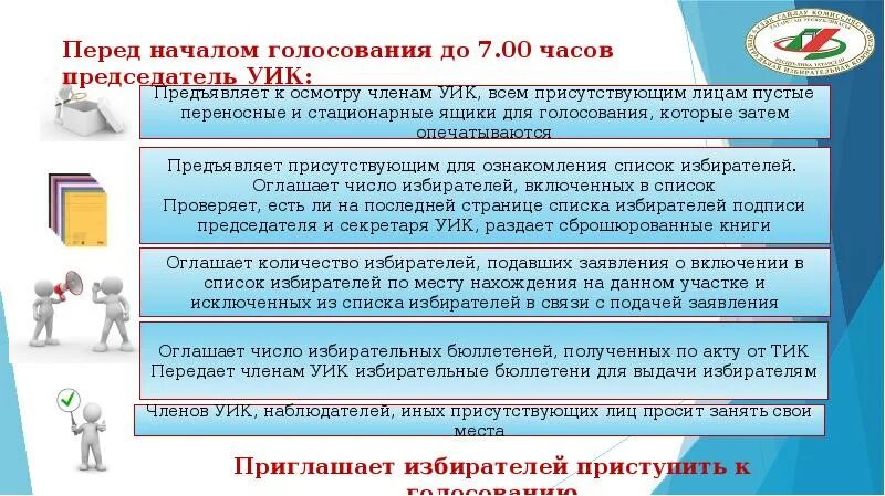 Во сколько завтра открываются избирательные участки. Подготовка и проведение выборов. Правила проведения голосования. Схема выбора в избирательной комиссии.