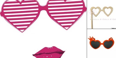 очки сердечки трафарет